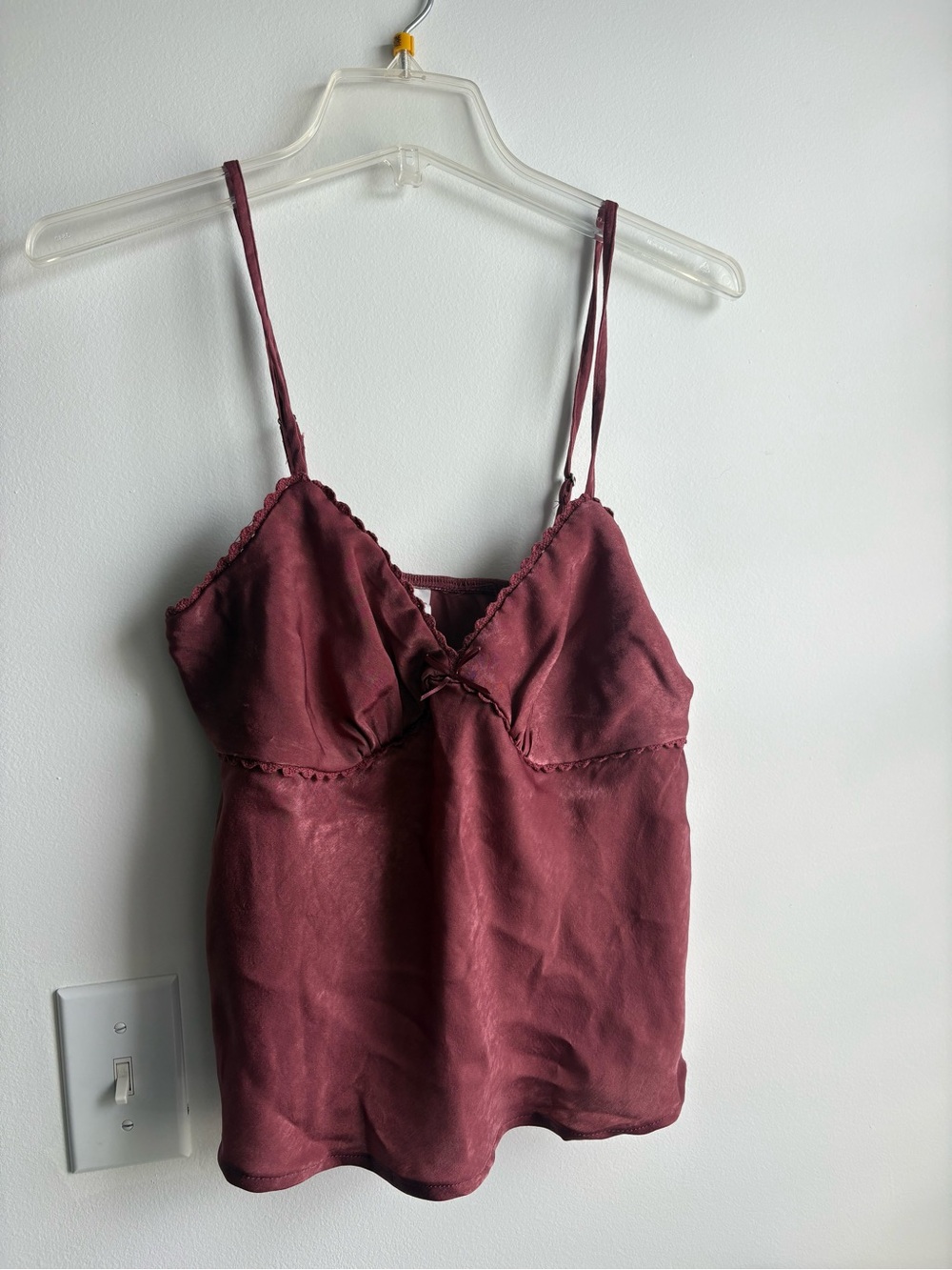 No Boundaries Burgundy Satin Spaghetti-Strap Cami